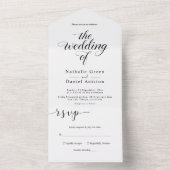 シンプル白黒の書道の結婚脚本 オールインワン招待状 (内側)