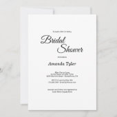 シンプル白黒の書道ブライダルシャワー 招待状 (正面)