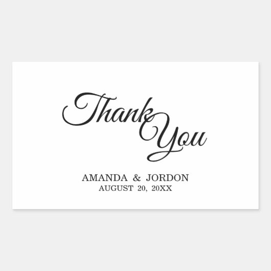 シンプル白黒の書道 長方形シール (正面)