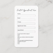 シンプル白黒の歯科医アポイントメントカード 予約カード (正面)