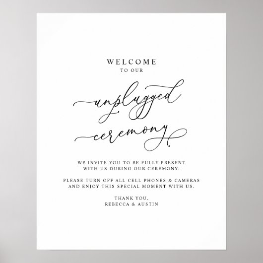 シンプル白黒の無詰め結婚式 ポスター (正面)