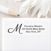 シンプル白黒の筆記式モノグラム ラベル (インサイチュ)