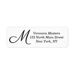 シンプル白黒の筆記式モノグラム ラベル