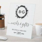シンプル白黒の結婚ウェルカムカード&ギフト 台座サイン (インサイチュ)