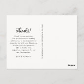 シンプル白黒の結婚写真ありがとう ポストカード (裏面)