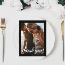 シンプル白黒の結婚写真ありがとう