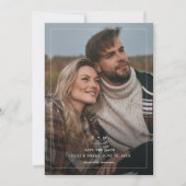 シンプル白黒の結婚写真 セーブザデート (正面)