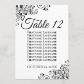 シンプル白黒の結婚座席表カード (裏面)