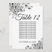 シンプル白黒の結婚座席表カード (正面/裏面)