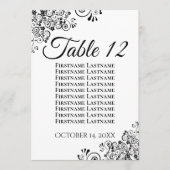 シンプル白黒の結婚座席表カード (正面)