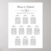 シンプル白黒の結婚座席表 ポスター (正面)