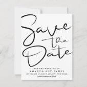 シンプル白黒の結婚式の日付を保存 (正面)