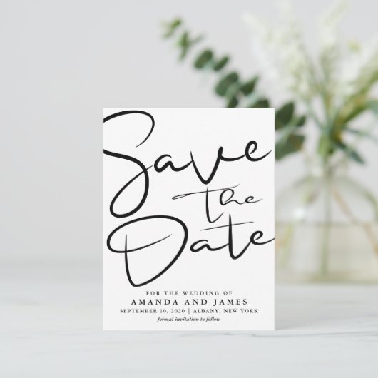 シンプル白黒の結婚式の日付を保存 (スタンド正面)