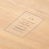 シンプル白黒の結婚式の日付を保存 アクリル招待状 (レイダウン)