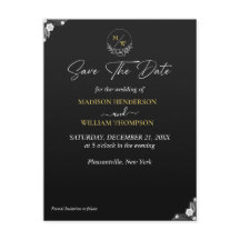 シンプル白黒の結婚式の日付を保存