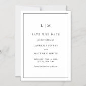 シンプル白黒の結婚式の日付を保存 マグネット招待状 (正面)