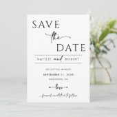 シンプル白黒の結婚式の日付を保存 招待状 (スタンド正面)