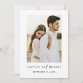 シンプル白黒の結婚式の日付を保存 招待状 (裏面)