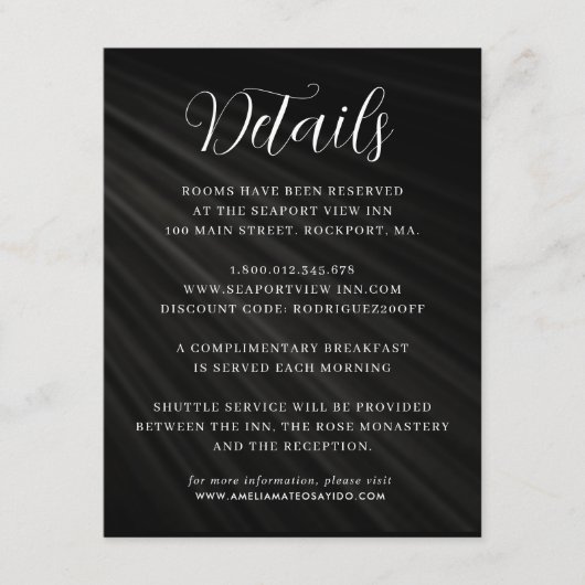 シンプル白黒の結婚詳細 エンクロージャーカード (正面)