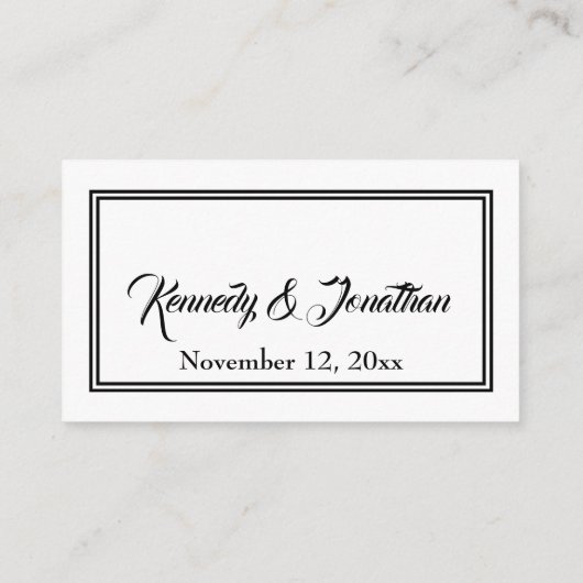 シンプル白黒の結婚Webサイトのエンクロージャカード エンクロージャーカード (裏面)
