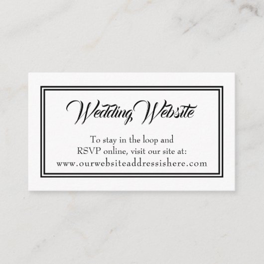 シンプル白黒の結婚Webサイトのエンクロージャカード エンクロージャーカード (正面)