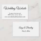 シンプル白黒の結婚Webサイトのエンクロージャカード エンクロージャーカード (正面/裏面)