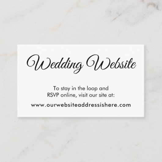 シンプル白黒の結婚Webサイトのエンクロージャカード エンクロージャーカード (正面)