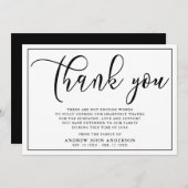 シンプル白黒の葬儀サンキューカード サンキューカード (正面/裏面)