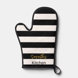 シンプル白黒の金ゴールドスストライプクリプト名 鍋つかみ