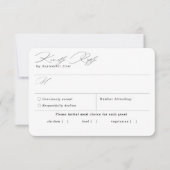 シンプル白黒の食事の選択RSVPカード 出欠カード (正面)