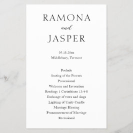 シンプル白黒はっきりしたモダン結婚式 プログラム チラシ