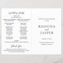 シンプル白黒はっきりしたモダン結婚式 プログラム チラシ