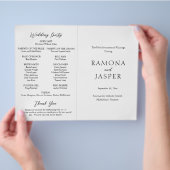 シンプル白黒はっきりしたモダン結婚式 プログラム チラシ (手)