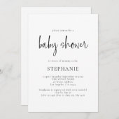 シンプル白黒または任意の色のベビーシャワー 招待状 (正面/裏面)