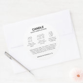 シンプル白黒アイコンろうそく安全ラベル ラウンドシール (封筒)