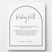 シンプル白黒アー結婚チのウィングウェル標識 フォトプラーク (正面)