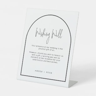 シンプル白黒アー結婚チのウィングウェル標識 台座サイン