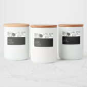 シンプル白黒イチジクのジャムラベル フードラベル (ボトル)