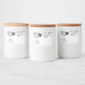 シンプル白黒イチジクのジャムラベル フードラベル (ボトル)