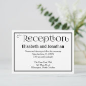 シンプル白黒ウェディングレセプションカード エンクロージャーカード (スタンド正面)