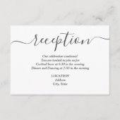 シンプル白黒ウェディングレセプション エンクロージャーカード (正面)