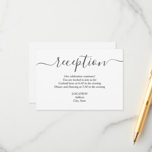 シンプル白黒ウェディングレセプション エンクロージャーカード (正面/裏面インサイチュ)