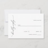 シンプル白黒ウェディングRSVPレスポンスカード 出欠カード (正面)