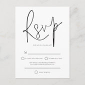 シンプル白黒ウェディングRSVP インビテーションポストカード (正面)