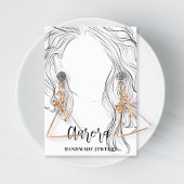 シンプル白黒ウェーブヘアスケッチジュエリー 名刺