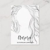 シンプル白黒ウェーブヘアスケッチジュエリー 名刺 (正面)