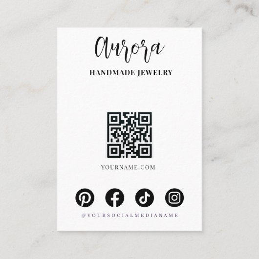 シンプル白黒ウェーブヘアスケッチジュエリー 名刺 (裏面)