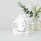 シンプル白黒ウェーブヘアスケッチジュエリー 名刺 (スタンド正面)