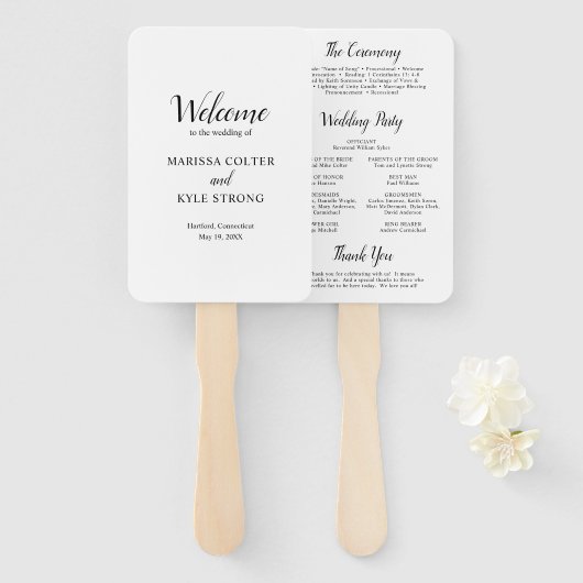 シンプル白黒エレガモダンントウェディング ハンドファン (正面&裏面)