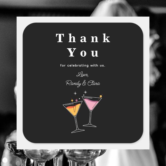 シンプル白黒エレガントありがとう スクエアシール